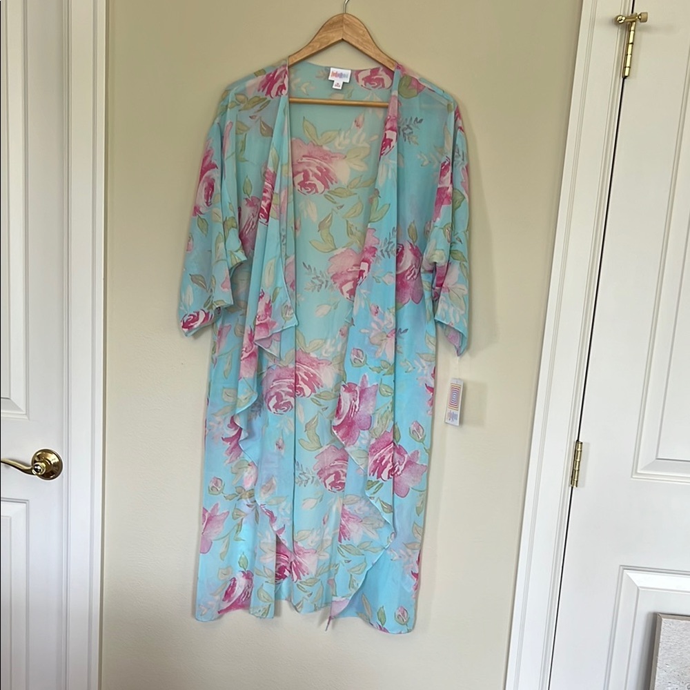 LuLaRoe Floral Swim Coverup - Blue and Pink